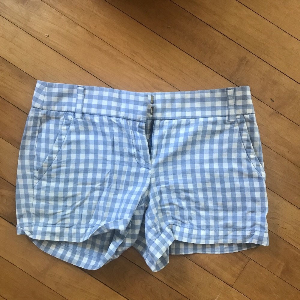 Checkered blue cotton shorts